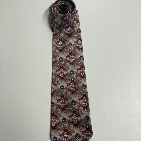 STAFFORD Tie, 100% Imported Silk, Gray, Green, Burgundy, Blue - Picture 7 of 11